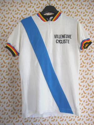 Maillot Cycliste Vintage Villeneuve - Acrylique Années 70, Homme Taille M