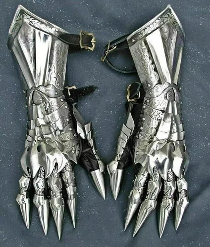Guantes Guantelete Medievales Par Acentos Latón Caballero Cruzado Armadura Guantes Acero. - Imagen 7 de 8