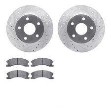 DFC Rotors-Drilled and Slotted-Silver with Heavy Duty Brake Pads fits 1999-2004