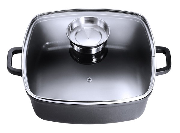 Kopf Santorin Aluguss-BräTer Inkl. Glasdeckel Mit Aromaknopf Aluguss BräTer 5 L-image