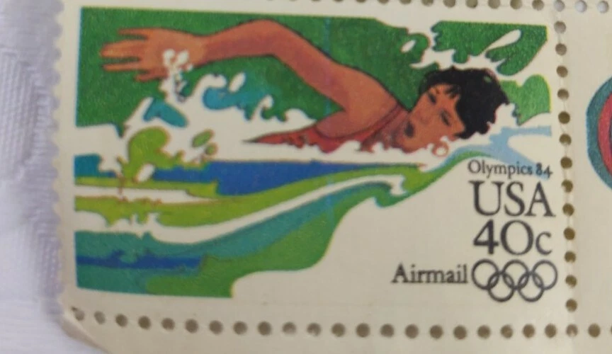 4 USA AIR MAIL STAMPS * OLYMPICS 1984 * 40 CENT (BLOCK OF 4) UNUSED & UNGRADED - image 4 of 4