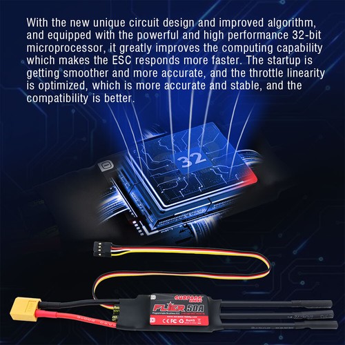 SURPASS HOBBY RC Brushless ESC 20-100A Switchable BEC for RC Fixed-wing Airplane - Picture 7 of 31