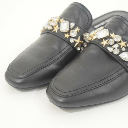 Design Lab Schuhe 8,5 schwarz Kunstleder Schmuck Strass Slipper Halbschuhe Pantoletten - Bild 3 von 9