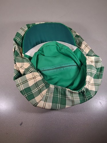 Elope Golf Hat Hidden Zipper Pocket Snap Brim Adjustable Checkered Green & White - Picture 6 of 7