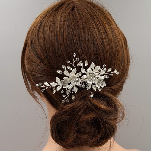 Peine de cabello de novia cabezal de cristal clip para cabello accesorios de boda 04107 flor S - Imagen 5 de 9