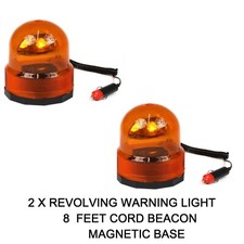 2 X AMBER FLASHING 12V MAGNETIC BEACON 21W REVOLVING HAZARD RECOVERY LIGHT