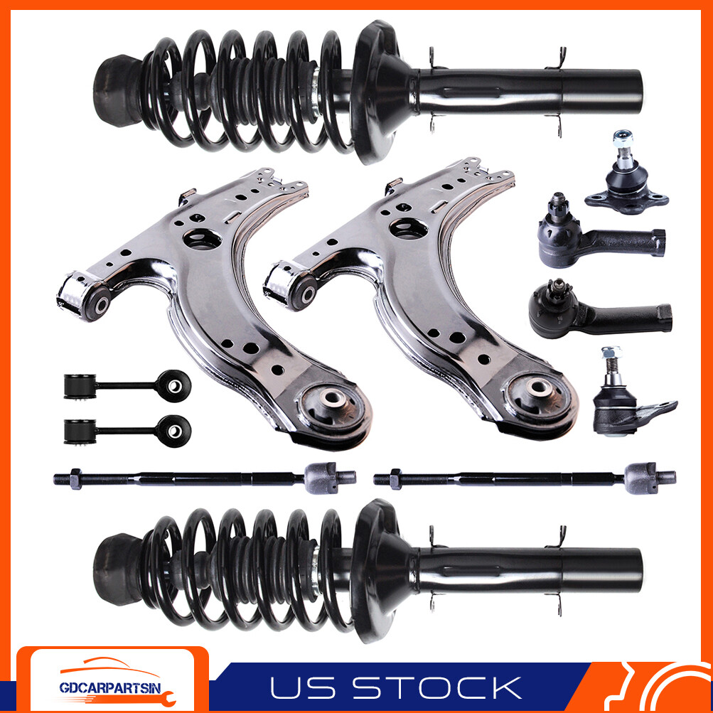 Volkswagen Beetle Jetta Golf Front Suspension Kit with Struts Control Arm Tie Rod Sway Bar
