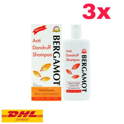 3x Bergamot Anti-dandruff Shampoo Reduce Itchy Hair Scalp Natural Formula 200ml