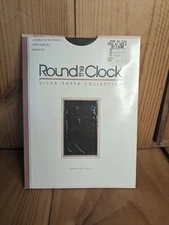 Round the Clock VTG Pantyhose Control Top UltraSheer Sandaltoe Black D Style 147