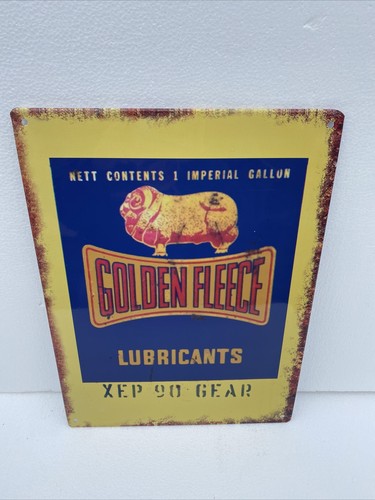 Large Golden Fleece Lubricant Tin Metal Embossed Sign 26 x 35 CM Licensed garage - Imagen 5 de 6