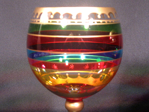 Pier 1 Festive Stripe Gold Accents Ballon Wine Glasses Set of 2 - Picture 9 of 18