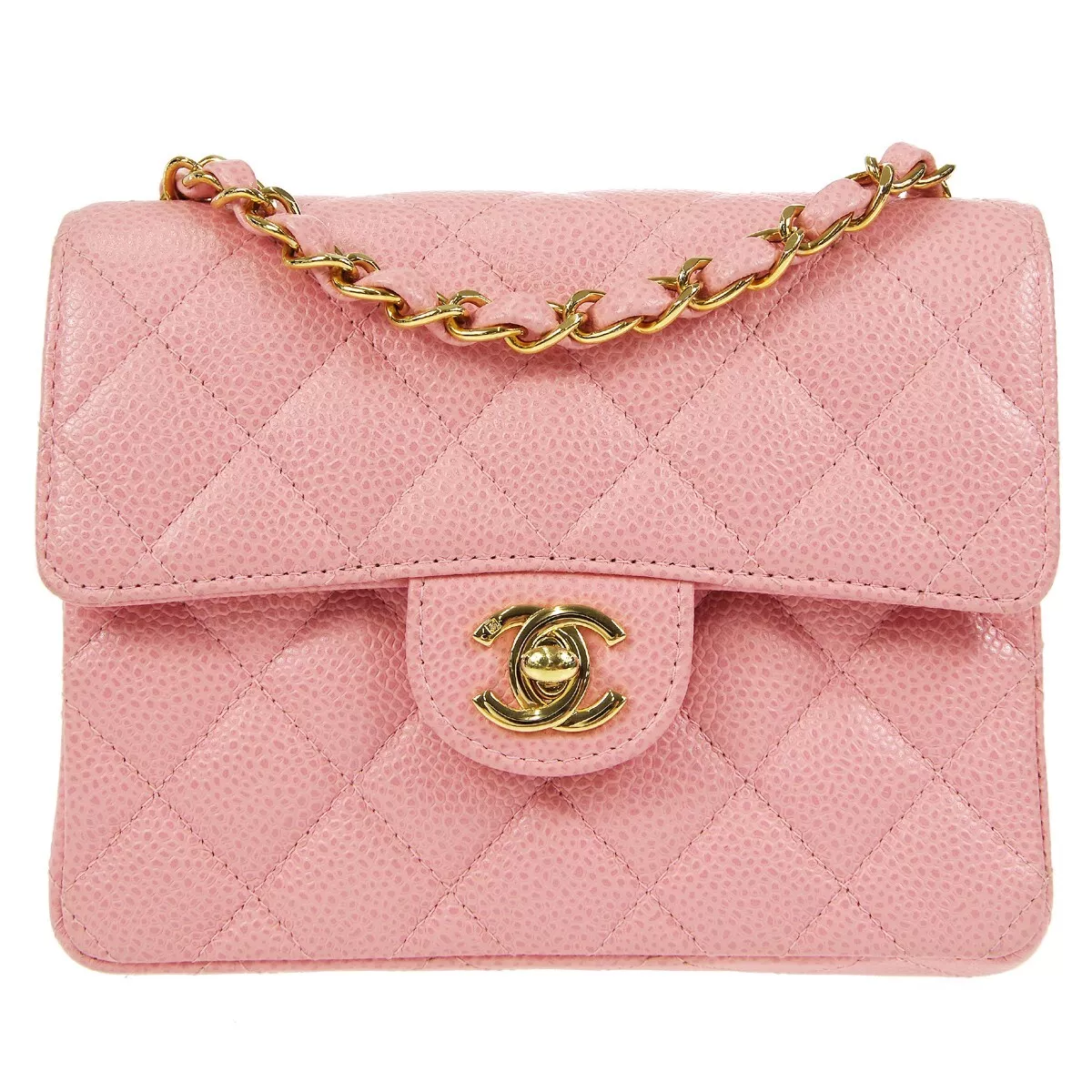 Chanel Pink Caviar Mini Square Flap Bag 17 76897