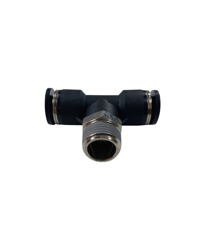 3/8" Tube O.D. x 3/8" MNPT Brass Composite Push-In Male Branch Tee - Picture 2 of 3