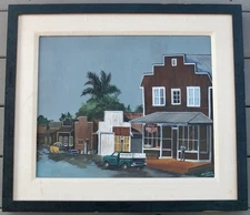 Madeleine Mueller Vintage New England Village Oil On Canvas In Custom Frame