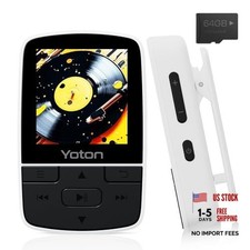 MP3 Player with Bluetooth 5.2, 64GB Storage, Mini Size, HiFi Music, with White