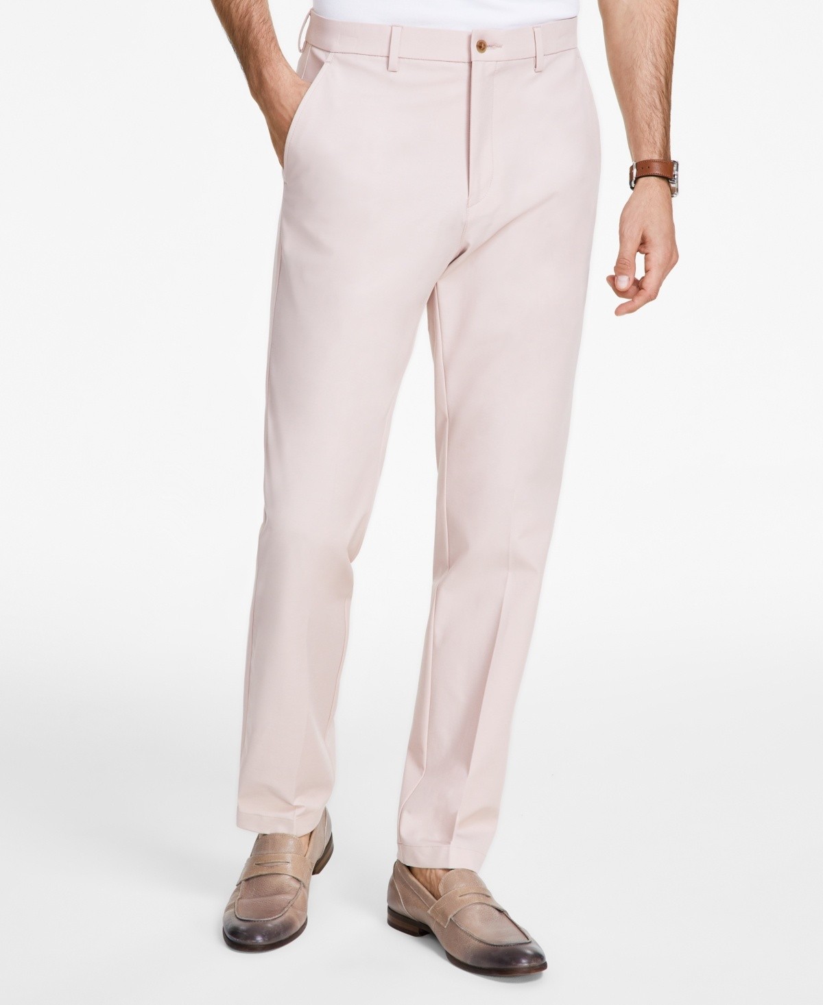 Michael Kors Mens Classic fit Dress Pants 42 / 32 Pastel Pink Solid Stretch thumbnail 2