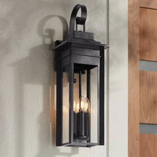 Bransford Modern Industrial Outdoor Wall Light Fixture Black 28 1/4" Exterior