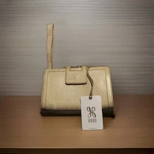 NWT $168 Hobo  Wrislet Gold Leaf 100%Geniuine Leather Violet Wrislet 