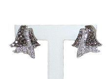14K White Gold w/ Pave Set Diamonds Earrings