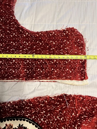 Antique Victorian Red And Floral velvet Fabric Remnants - Picture 6 of 9