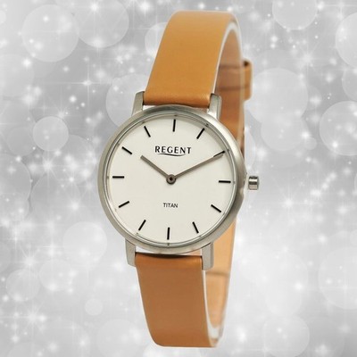 Armbanduhr Leder hellbraun Damen Uhr Analog Regent Lederarmband UR2094057