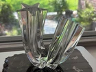 Steuben Crystal Double Star Stream Twist Sculpture Art Glass RARE Signed