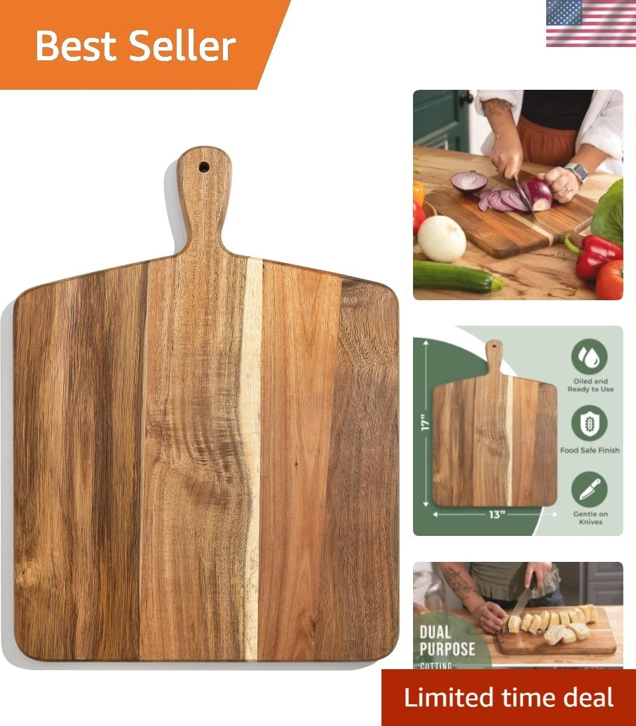 Acacia Wood Cutting Board and Chopping Board with Handle for Meat, Cheese Boa...
Opens in a new wind