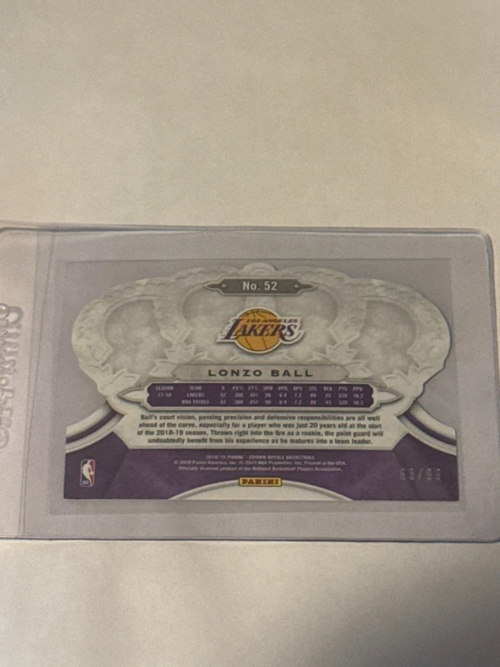 2018-19 Panini Crown Royale - Lonzo Ball #52 Crystal /99 - Image 2 of 2