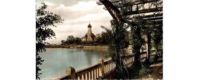 1910 Wasserburg Bodensee Photograph Echt Foto Postcard Bavarian Lakeside Pergola
