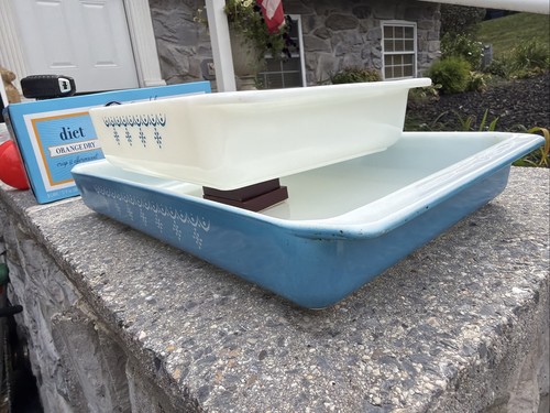 Pyrex Schneeflocke Girlande Lasagne Auflaufform Backform Blau 933 13,5 Lot 2 - Bild 3 von 6