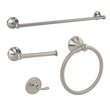 4-Piece Bathroom Hardware Accessories Set, 24 Inch Towel Bar, Brushed Nickel