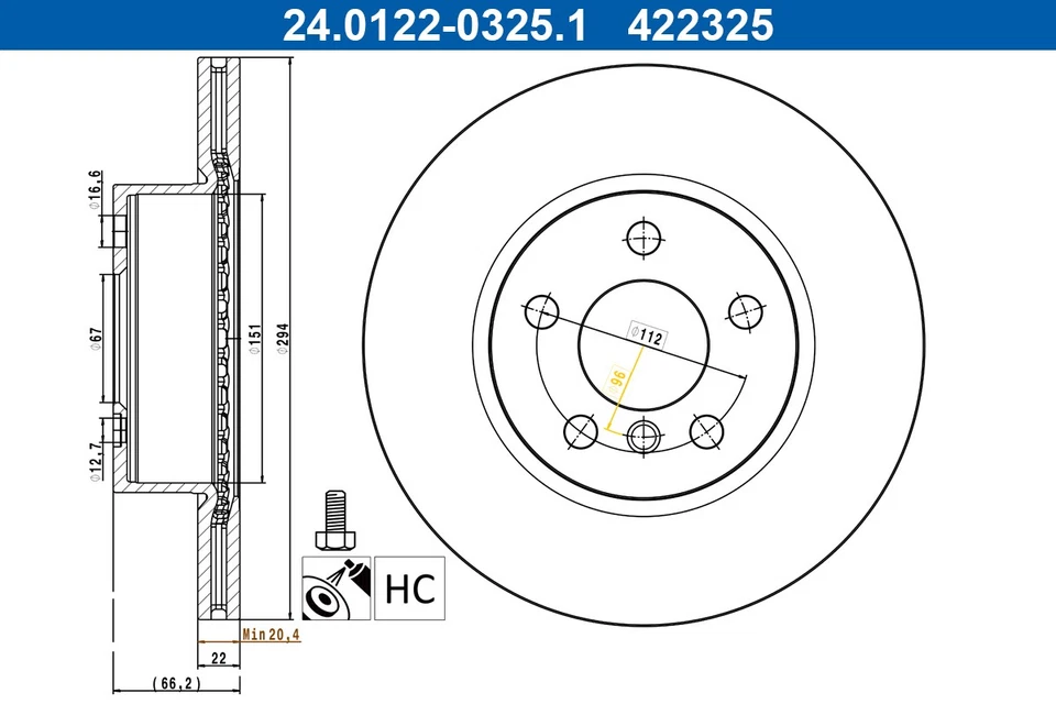 2x ATE Bremsscheibe belüftet Ø294mm für BMW 3er Touring G21 G81 G20 G80 - Bild 1 von 1
