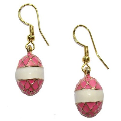 Faberge Style rosa Emaille Ei Ohrstecker / Geschenk Original Mädchen