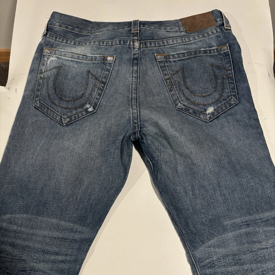 Jeans jeans True Religion Logan sem aba relaxado afunilado lavagem média 36 (36x29) - Imagem 4 de 4