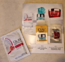 NEW Set of 3  Oil Of Olay  Samples Dry FACIAL Cloth WIPE EYE GEL REGENERIST