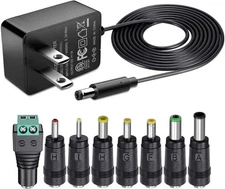 SoulBay 12V 1A AC Adapter Charger Replacement w/8 Tips, 1A, Black 