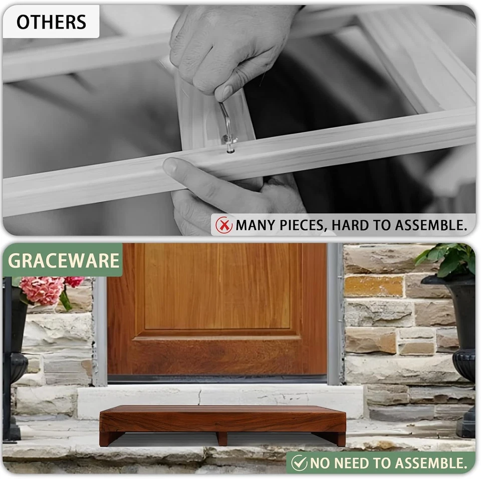 3.5'' Height Wooden Step Stool for Elderly Adults & Kids, Durable Heavy Duty Woo - Image 4 of 4