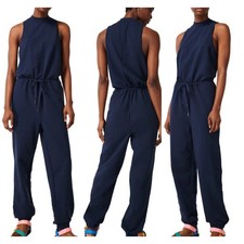 Sweaty Betty NWT Kaya Jumpsuit Navy Blue Size L Pockets Elastic Waist Sleeveless