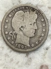 1893S Barber 90% SILVER Quarter GOOD/VERY GOOD #90