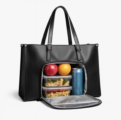 PACKUUMBAGS 3-IN-1 Black Tote, Insulated Compartment, Matching Purse-NEW