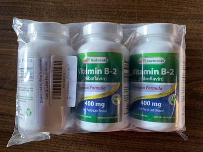 3 Pack Best Naturals Vitamin B2 400 mg 120 Veg Capsules