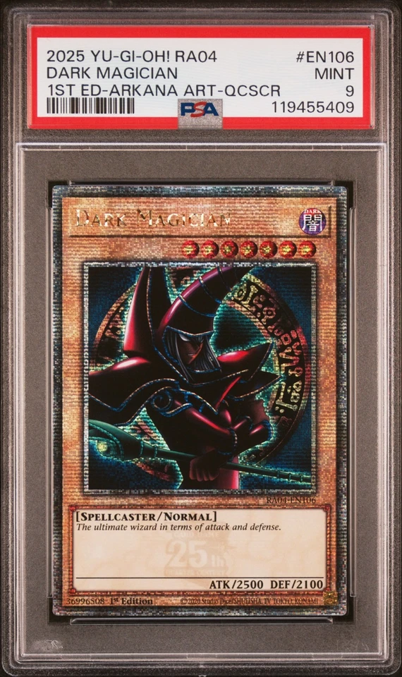 YUGIOH PSA 9 2025 Dark Magician RA04-EN106 QCR "Arkana Art" 1st Edition