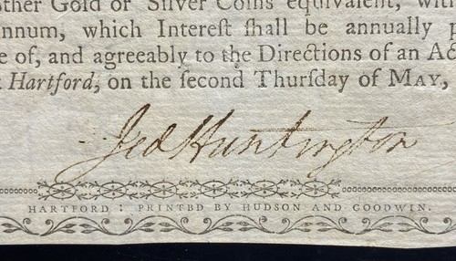 1789 CONNECTICUT Hartford Colonial Banknote Currency Huntington Signed, PMG XF45 - Picture 5 of 7