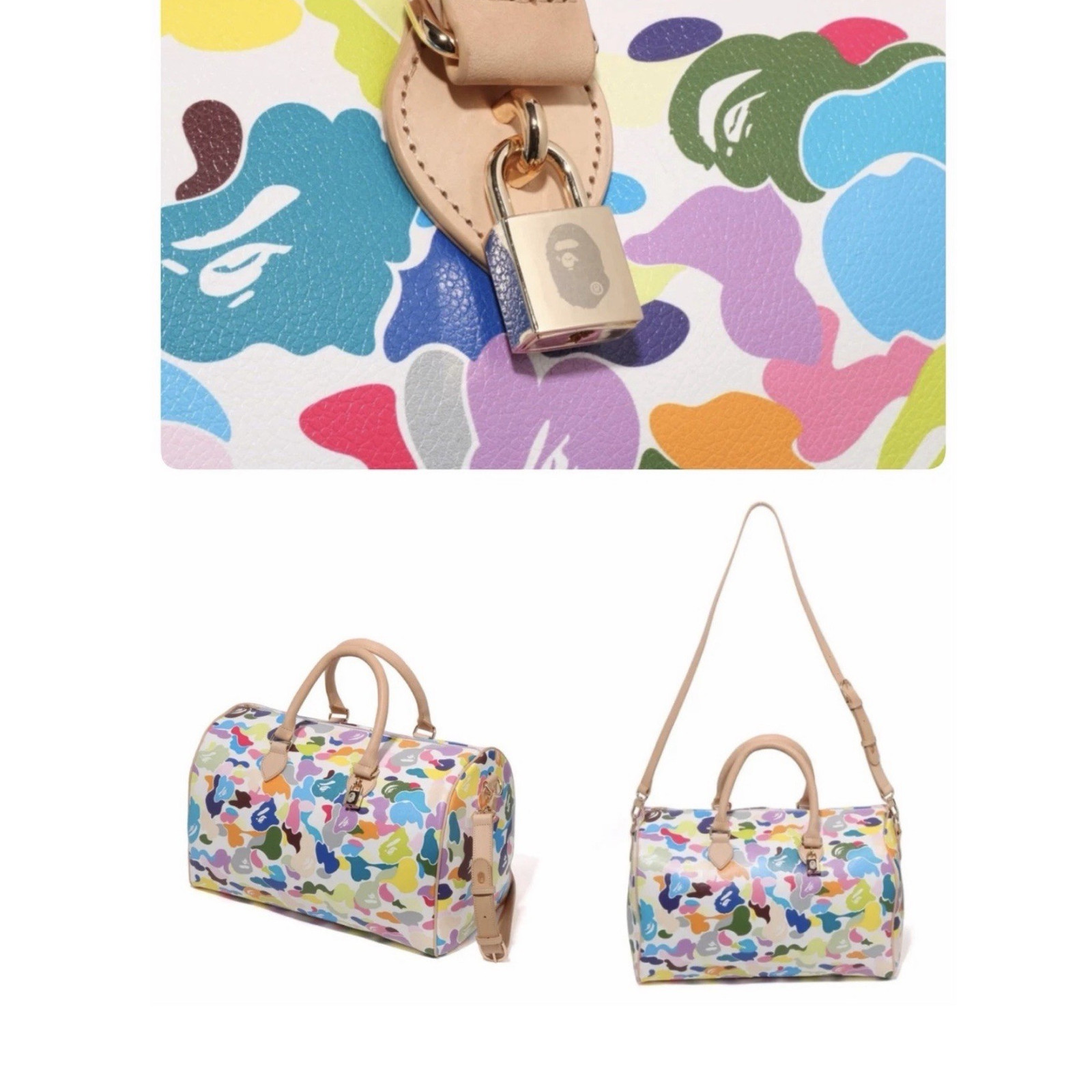 A Bathing Ape Boston  Bag Multicolor Camo Duffle JAPAN RELEASE ONLY! 