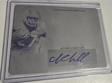 Leaf 2018 Trinity Football Nick Chubb Patch Auto Black Plate 1/1 Printing Plate