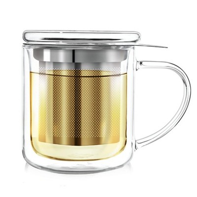 Personal Tea Maker - Insulated Heatproof Glass Cup with Loose Tea Infuser and...