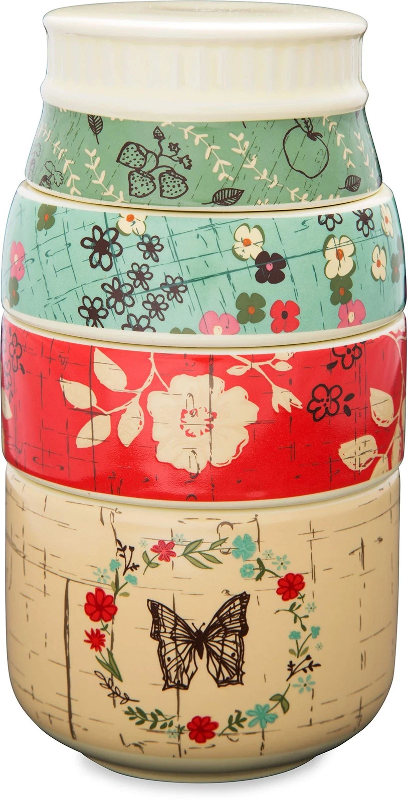 Live Simply Floral Mason Jar Measuring Cups, Multicolor