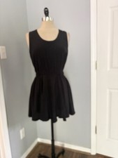 2010s Marc Jacobs 100% Silk Mini Dress Black Full Circle Skirt Minimalist Goth L