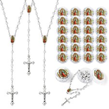 Brilucky 24 PCS White Rosary Beads Bulk For Baptism 24 Pack,