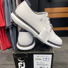Footjoy Traditions Spiked Golf Shoes White/ Navy Various Sizes 